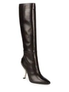 ROGER VIVIER CURVED HEEL LEATHER TALL BOOTS,0400096987739