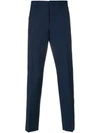 Prada Plaid Cropped Tailored Trousers In Blue