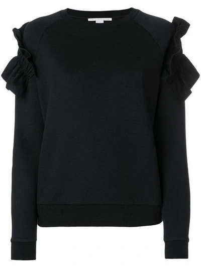 Stella Mccartney Ruffled Cotton-blend Sweatshirt In 1000 Black
