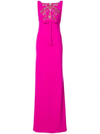 Sachin & Babi Somerset Embroidered Square-back Gown In Pink