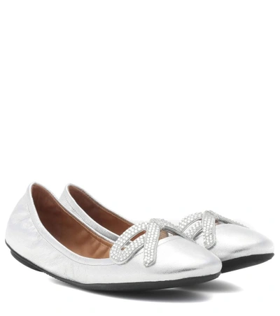 Marc Jacobs Metallic Leather Ballerinas In Silver