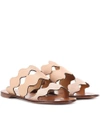Chloé Flat Wave Mixed Slide Sandal In Beige