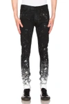 Fear Of God Skinny-fit Zip-detailed Painted Selvedge Denim Jeans In Black