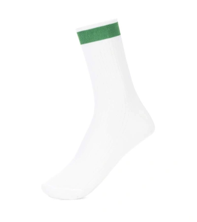 Valentino Ribbed Silk-blend Socks In Green