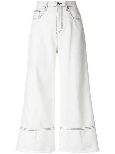 Msgm Cropped Wide-leg Jeans In White