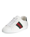 GUCCI MEN'S NEW ACE LEATHER LOW-TOP SNEAKERS,PROD133590038