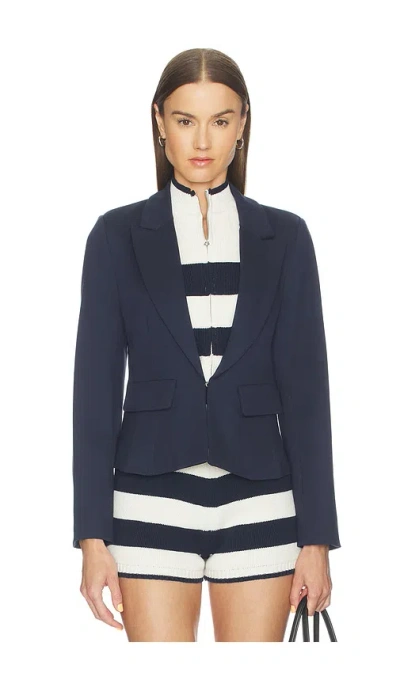 Central Park West Chelsea Rugby Stripe Sweater Dickey Jacket In Navy