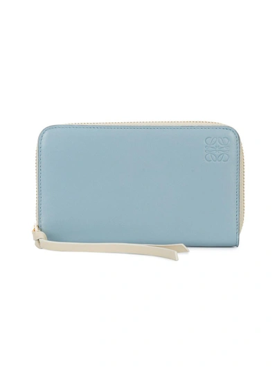 Loewe Medium Leather Zip-around Wallet In Blue