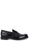 CHURCH'S TUNBRIDGE MIDNIGHT BLUE LEATHER PENNY LOAFERS,2884332