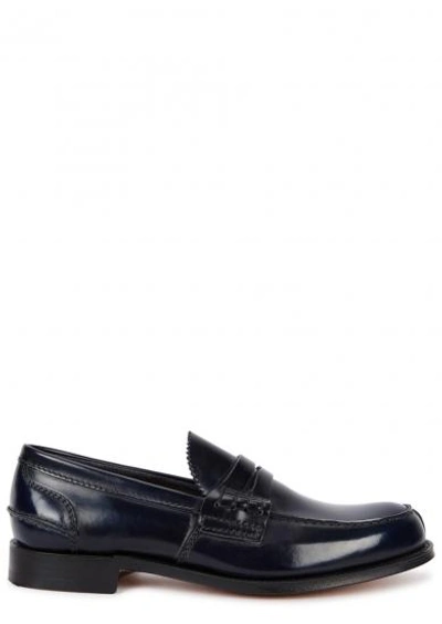Church's Tunbridge Midnight Blue Leather Penny Loafers In Navy