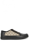 Gucci Common Gg Supreme Leather And Canvas Trainers In Black