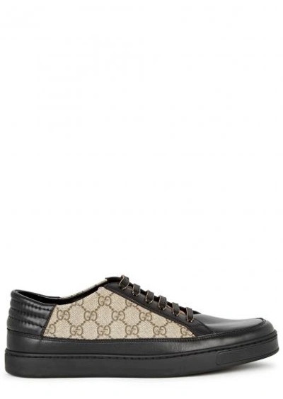 Gucci Common Gg Supreme Leather And Canvas Trainers In Black