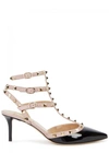 Valentino Rockstud Caged 65 Patent Ankle Strap Pump In Black