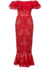MARCHESA NOTTE MARCHESA NOTTE LACE-EMBROIDERED MIDI DRESS,N18C045912474709
