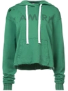 AMIRI AMIRI DISTRESSED CROPPED HOODIE - GREEN,WKCRWAMC12593762