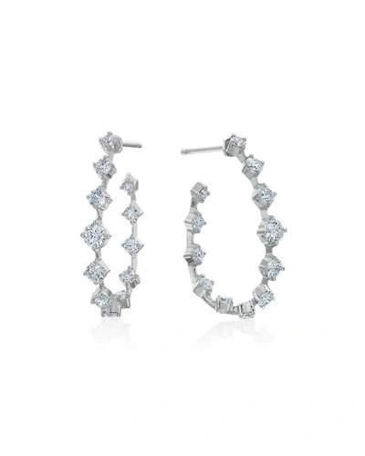 Maria Canale Small Pear-shaped Wire Hoop Earrings With Diamonds
