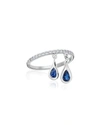 MARIA CANALE DANGLING SAPPHIRE TEARDROP RING WITH DIAMONDS,PROD207950006