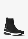 Michael Michael Kors Paneled Metallic Stretch-knit Sneakers In Black