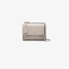 Saint Laurent Ivory Croc Sunset Monogram Leather Shoulder Bag - Neutrals In Beige