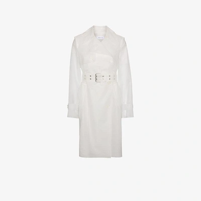 Helmut Lang Boiler Belted Crinkled-satin Trench Coat In White