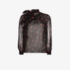 Miu Miu Black Georgette Blouse With Strawberry Print In Black