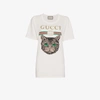 Gucci Logo T-shirt With Mystic Cat In White