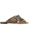 ROCHAS CROSSOVER STRAP EMBELLISHED SANDALS,RO300600702412582175