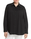 Lyssé Plus Schiffer Pocketed Pleated-back Button-down Shirt In Black