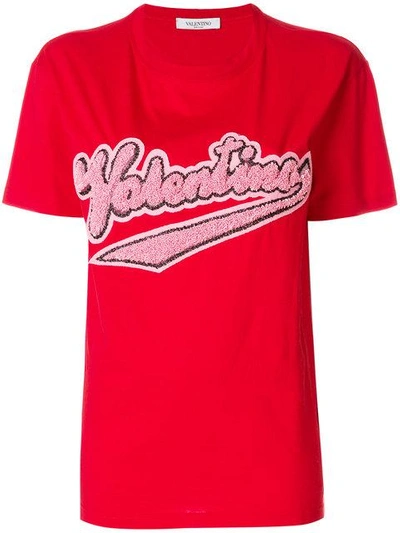 Valentino 缀饰棉质t恤 In Red