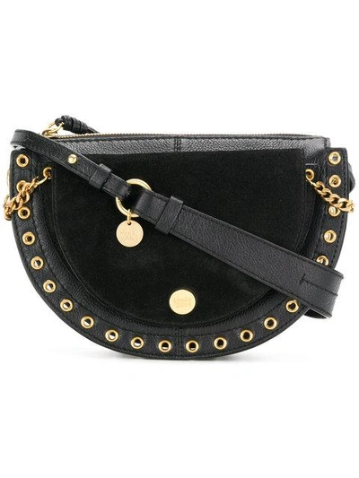See By Chloé Kriss Small Grained Leather & Suede Crossbody In Black/gold