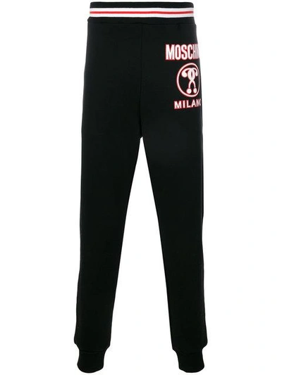 Moschino Double Question Mark Track Trousers In Black