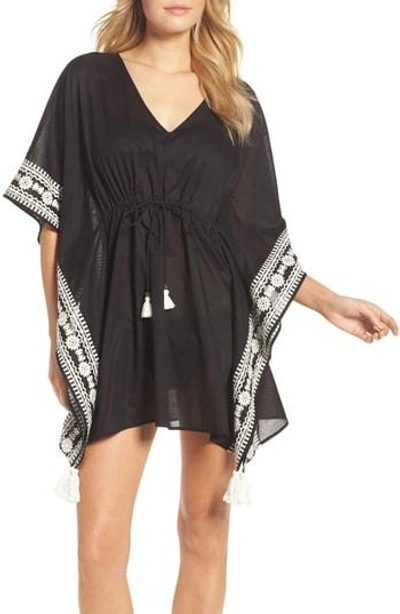 Tory Burch Ravena V-neck Tie-waist Cotton Caftan Coverup In Black