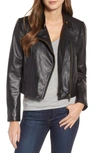 Michael Michael Kors Cropped Leather Jacket In Black Gold