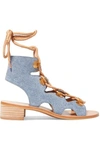 SEE BY CHLOÉ EDNA LACE-UP DENIM SANDALS