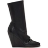 RICK OWENS RICK OWENS BLACK OPEN TOE SOCK WEDGE BOOTS,RP18S8833 LNS