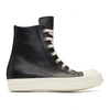 RICK OWENS RICK OWENS BLACK AND OFF-WHITE LEATHER HIGH-TOP SNEAKERS,RP18S8890 LCWP