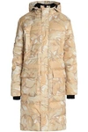 GANNI WOMAN PRINTED QUILTED SHELL HOODED COAT SAND,US 4772211930156024