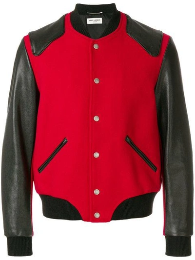 Saint Laurent Heaven Varsity Jacket In Red