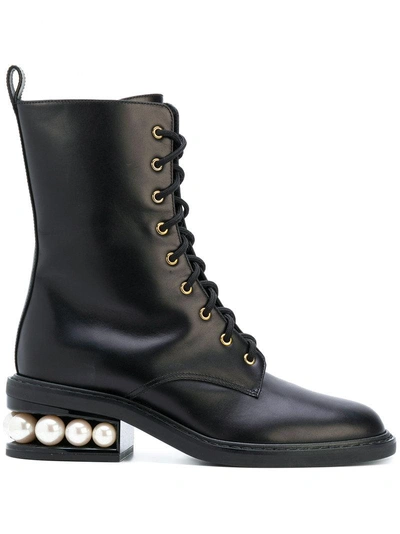 Nicholas Kirkwood Casati Embellished Leather Ankle Boots In Black