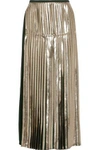 STELLA MCCARTNEY Carmen metallic-paneled pleated crepe maxi skirt,US 22308642287722880