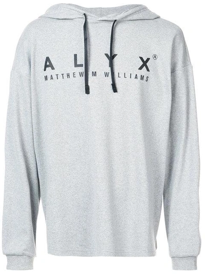 Alyx Logo Printed Hooded Jersey T-shirt In Gray (grey)