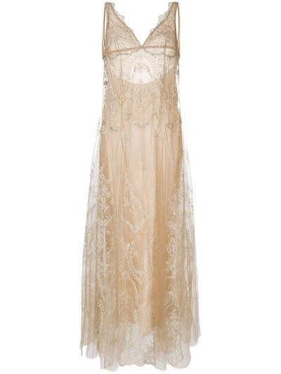 I.d.sarrieri Lace-embroidered Shift Night Dress In Imperial Gold