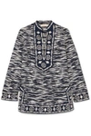 TORY BURCH EMBELLISHED PRINTED COTTON-VOILE TUNIC