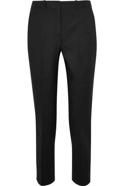 Michael Kors Samantha Cropped Cotton-blend Straight-leg Trousers In Black