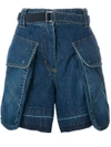 SACAI SACAI BELTED DENIM SHORTS - BLUE,0361012588738