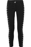 VERSUS LACE-UP MID-RISE SKINNY JEANS
