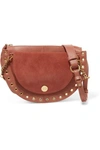 SEE BY CHLOÉ KRISS SMALL EYELET-EMBELLISHED TEXTURED-LEATHER AND SUEDE SHOULDER BAG