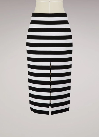 Proenza Schouler Striped Stretch-knit Midi Skirt In Black