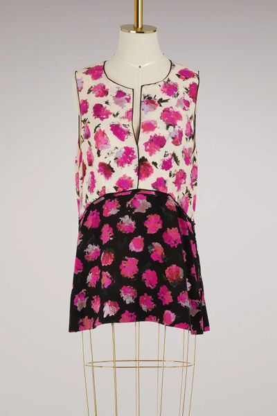 Proenza Schouler Sleeveless Floral-print Silk Top In White/pink