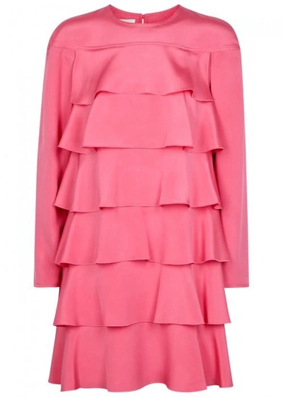 Valentino Pink Ruffled Silk Cady Dress